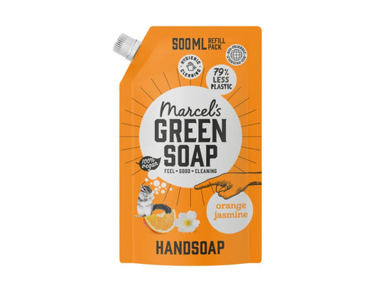 Marcel's green soap handzeep sinaasappel jasmijn 500ml navulzak