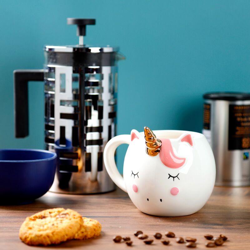 Load image into Gallery viewer, Witte betoverde regenboog eenhoorn-vormige mok
