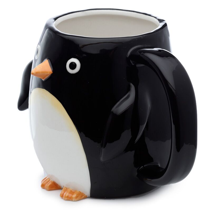 Load image into Gallery viewer, Ineengedoken pinguïn - gevormd handvat keramiek mok
