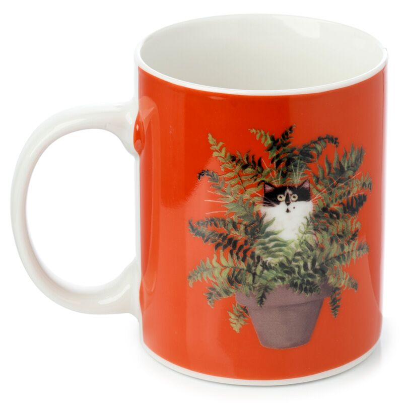 Load image into Gallery viewer, Kim haskins kat in plantpot rode porselein mok
