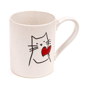 Kat met hart stoneware mok