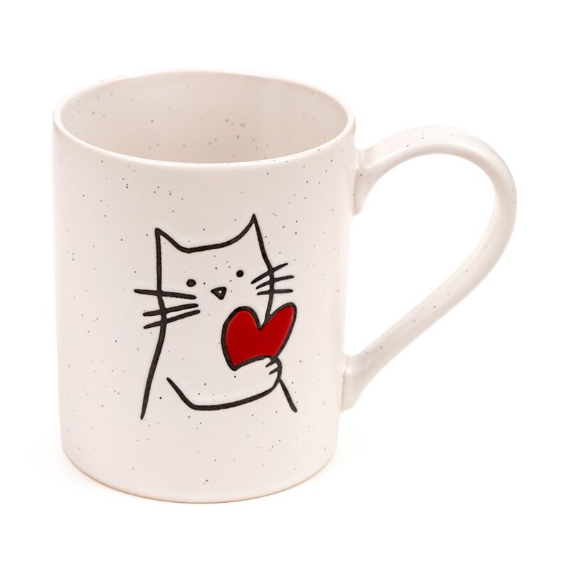 Load image into Gallery viewer, Kat met hart stoneware mok
