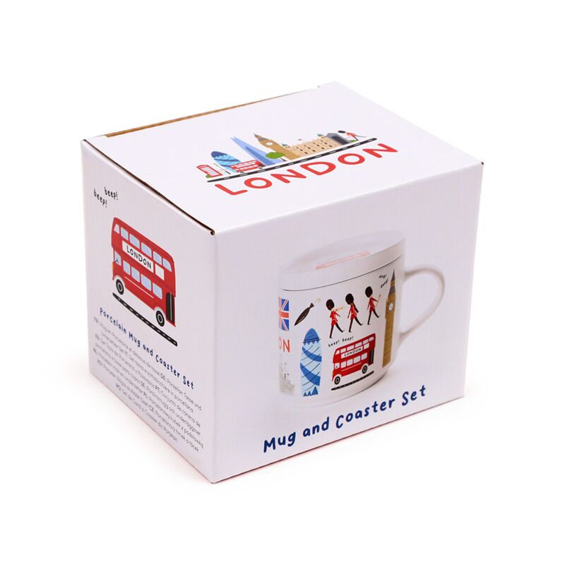 Load image into Gallery viewer, Londen souvenir porselein mok met onderzetterdeksel set
