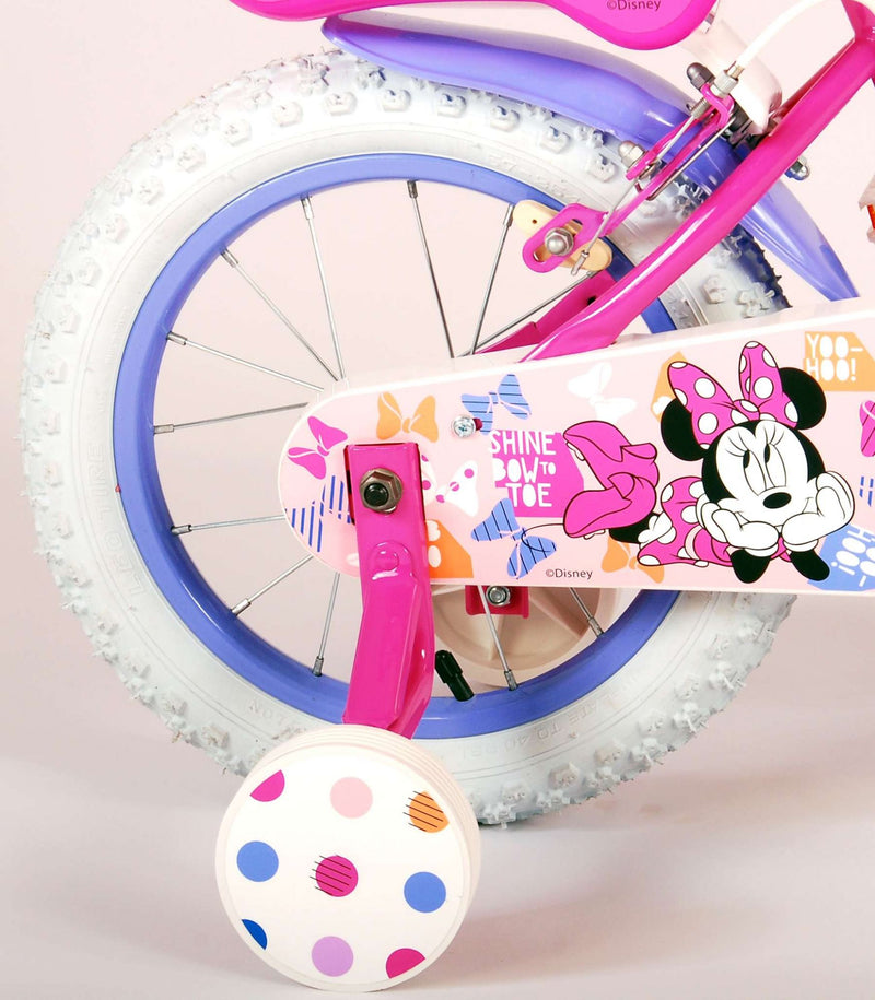 Load image into Gallery viewer, Disney Minnie Cutest Ever! Kinderfiets Meisjes 14 inch Roze Twee Handremmen
