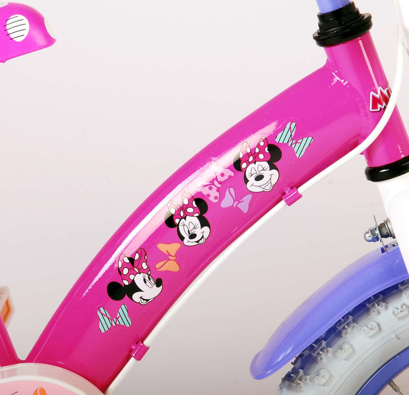 Load image into Gallery viewer, Disney Minnie Cutest Ever! Kinderfiets Meisjes 14 inch Roze Twee Handremmen
