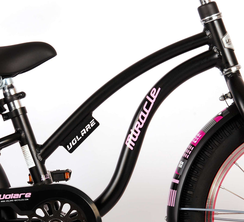 Afbeelding laden in galerijviewer, Volare Miracle Cruiser Kinderfiets - Meisjes - 18 inch - Mat Zwart - Prime Collection
