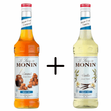 Monin siroop caramel suikervrij + vanille suikervrij (combi)