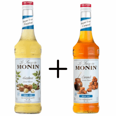 Monin siroop hazelnoot suikervrij + caramel suikervrij (combi)