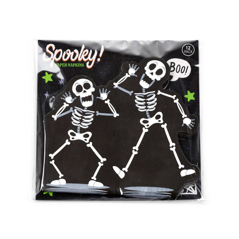 Load image into Gallery viewer, Halloween geraamte pak van 12 3-laags papieren feestservetten
