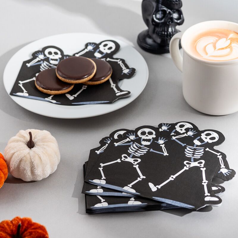 Load image into Gallery viewer, Halloween geraamte pak van 12 3-laags papieren feestservetten
