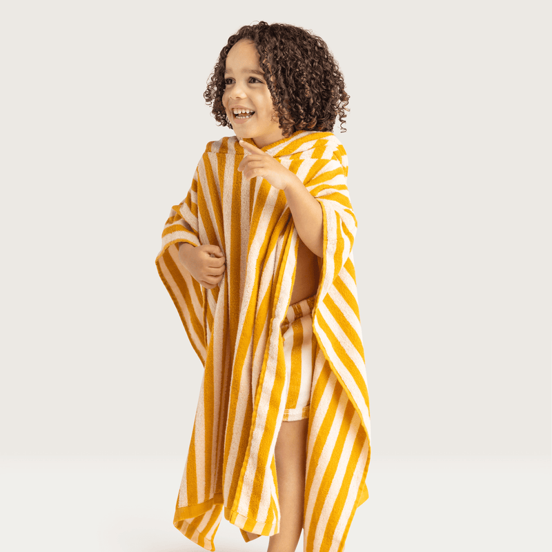 Load image into Gallery viewer, Flow | geel witte strandponcho 65 x 65 cm
