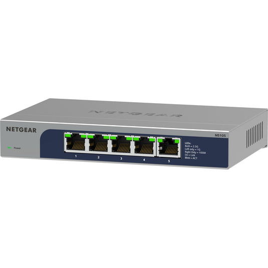 Netgear 5-poorts multi-gigabit 2,5g ethernet unmanaged switch, ms105 (grijs)