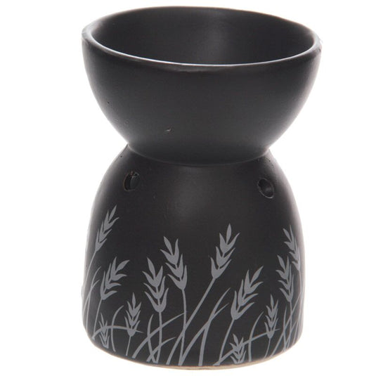Zwart gras design keramiek olie- en wax geurbrander