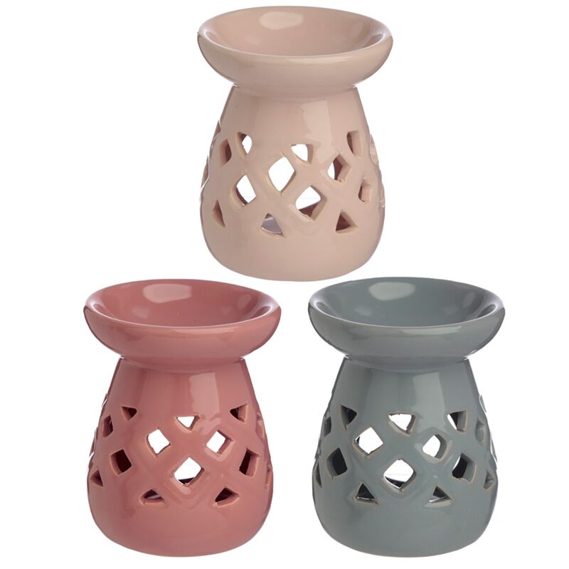 Load image into Gallery viewer, Pastel uitgesneden latwerk keramiek olie- en wax geurbrander
