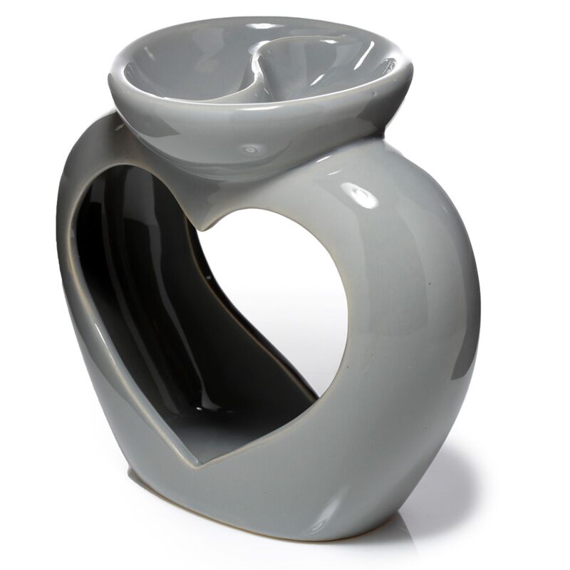 Load image into Gallery viewer, Grijze hartvormige dubbele schaal keramiek olie- en wax geurbrander
