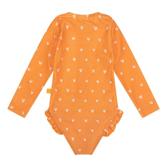 Orange kiss | oranje meisjes uv badpak met lange mouwen