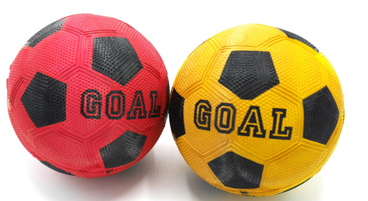 Van der doelen rubberen bal rood of geel, 15 cm doorsnee