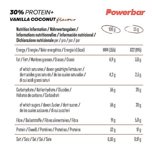 Powerbar 30% protein+ (15 x 55gr) - vanilla-coconut