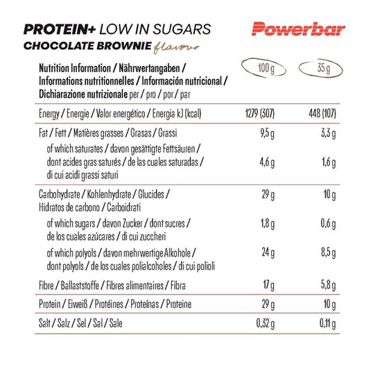 Powerbar protein+ low in sugar (30 x 35gr) - chocolate brownie
