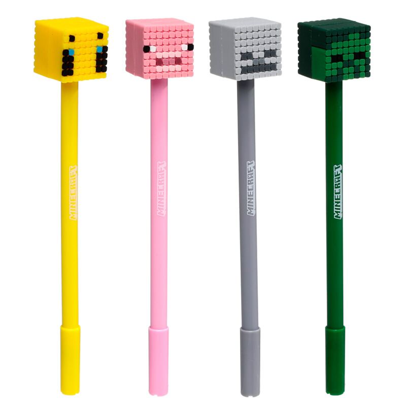 Load image into Gallery viewer, Union minecraft fijnschrijver pen siliconen top (varken bij zombie skelet)
