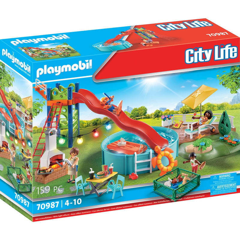 Load image into Gallery viewer, PLAYMOBIL City Life Zwembadfeest met Glijbaan 70987
