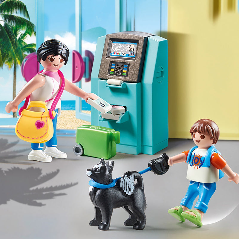 Load image into Gallery viewer, PLAYMOBIL Family Fun Vakantiegangers met geldautomaat
