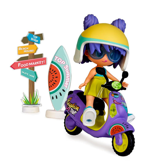 Pinypon top moto girl 11cm met tattoos