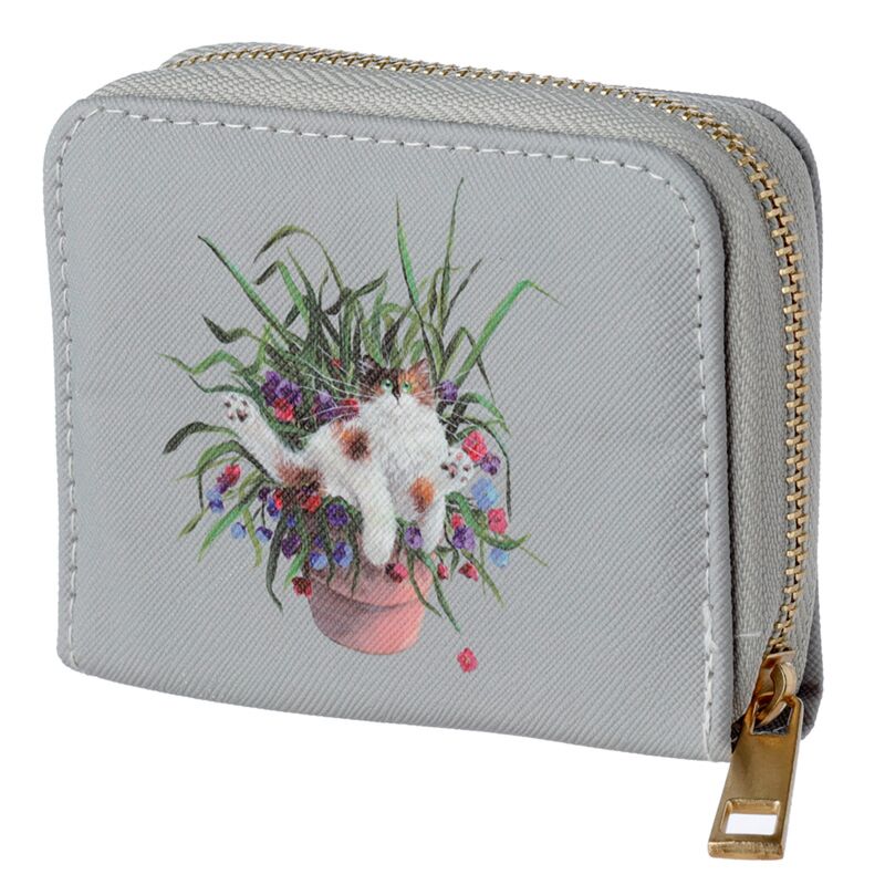 Load image into Gallery viewer, Kim haskins katten in plantpot rondrits portemonnee - small
