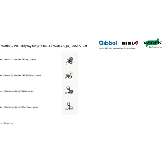 Qibbel widek wandpresentatiebeugel bel, bordje, perfo slat
