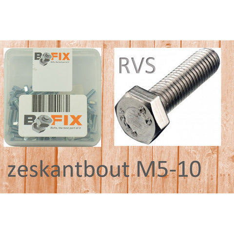 Bofix zeskantbout M5x10 RVS (50st)