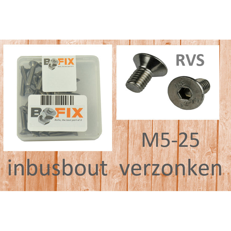 Load image into Gallery viewer, Bofix inbusbout m5x25 rvs verzonken kop (25st)
