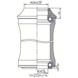 Tecora balhoofdstel zs44 28.6 zs44 30 1.1 8” zwart