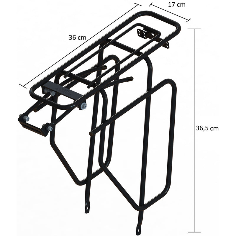 Load image into Gallery viewer, achterdrager met tasafhouders 28 inch staal zwart
