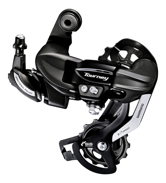 Shimano Tourney TZ500 6-speed achterderailleur. voor bevesting op derailleur pad,( hangverpakking)