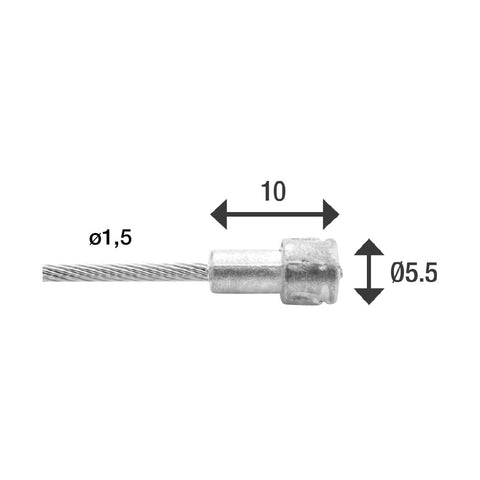 Elvedes rem binnenkabel 2000mm (10) V-nippel RVS 6411RVS 10