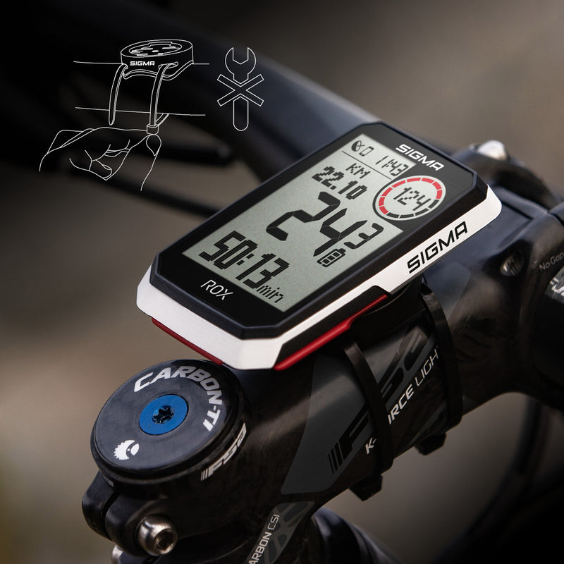 Load image into Gallery viewer, Sigma rox 4.0 gps zw wit standaard stuurhouder + usb-c oplaadkabel
