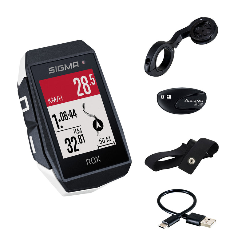 Afbeelding laden in galerijviewer, Sigma rox 11.1 evo gps hr set zw wi short butler+ant+ ble borstr+usb-c
