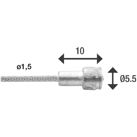 Elvedes rem binnenkabel 2000mm rvs slick ø1,5mm v-nippel