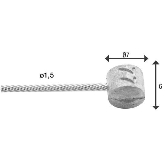 Elvedes rem binnenkabel 3000mm verzinkt �1,5mm t-nippel