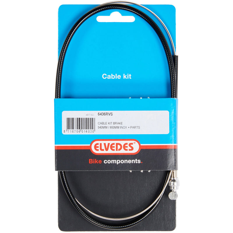 Load image into Gallery viewer, Elvedes remkabelkit t-nippel 540mm 900mm rvs zwart
