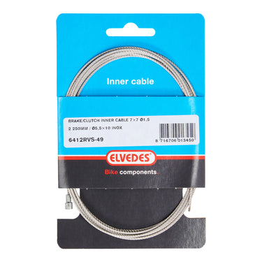 Elvedes rem binnenkabel 2250mm v-nippel 6412rvs-49