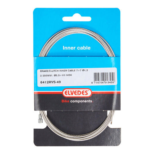 Elvedes rem binnenkabel 2250mm v-nippel 6412rvs-49