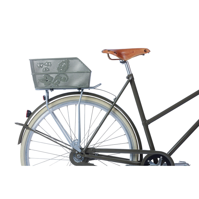 Load image into Gallery viewer, Basil Cento Flower S - fietsmand - achterop - olive green
