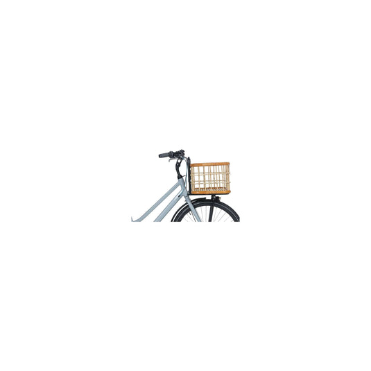 Basil Green Life - rotan fietsmand - large - voorop- natural bruin