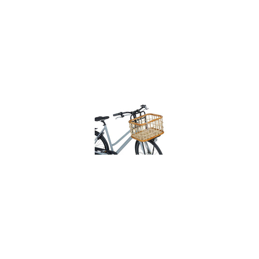 Basil Green Life - rotan fietsmand - large - voorop- natural bruin