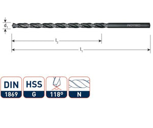 Rotec spiraalboor extra lang 12.0x375 260
