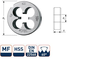 Rotec ronde snijplaat mf20x1.5 hss