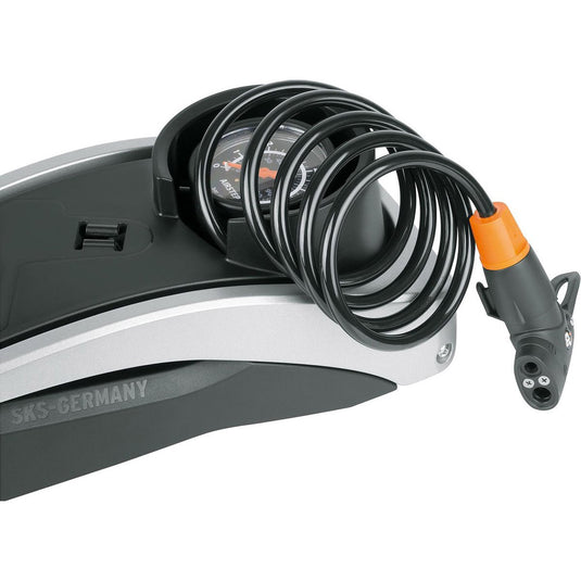 Sks airstep voetpomp met manometer - 7 bar - zwart