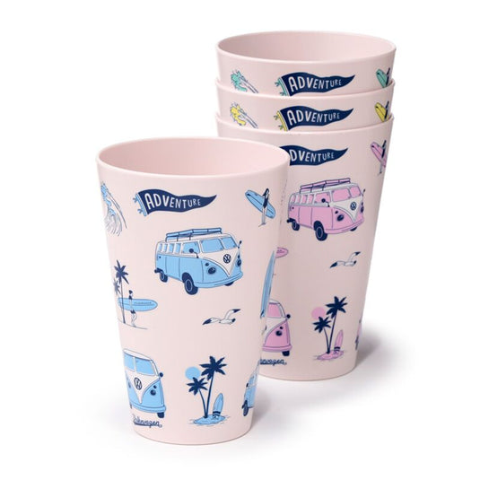Vw t1 volkswagen busje explore set 4 rpet duurzame picknick bekers 450ml