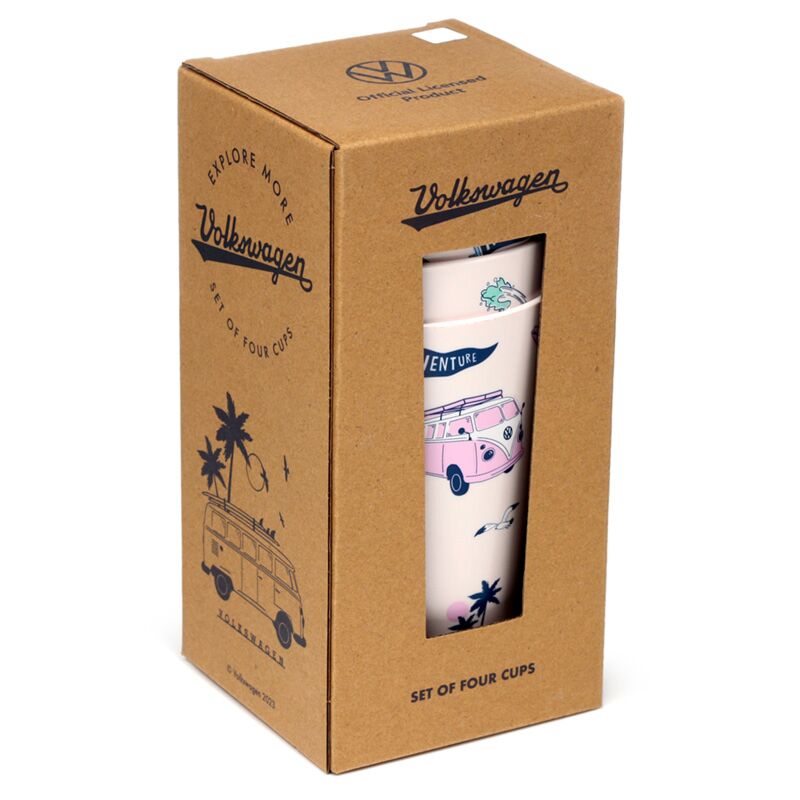 Load image into Gallery viewer, Vw t1 volkswagen busje explore set 4 rpet duurzame picknick bekers 450ml
